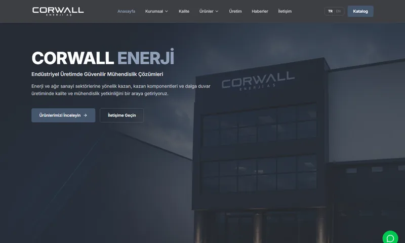 Corwall Enerji sitesinin ana sayfası